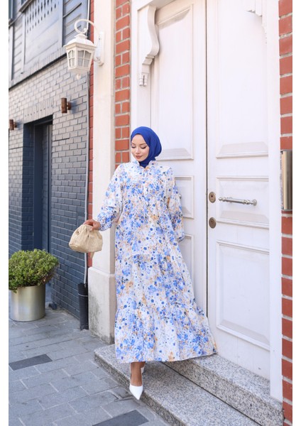 Kadın Rahat Kalıp Düğmeli Desenli Modal Elbise fiyatları