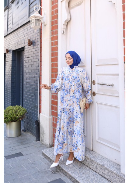 Kadın Rahat Kalıp Düğmeli Desenli Modal Elbise modelleri