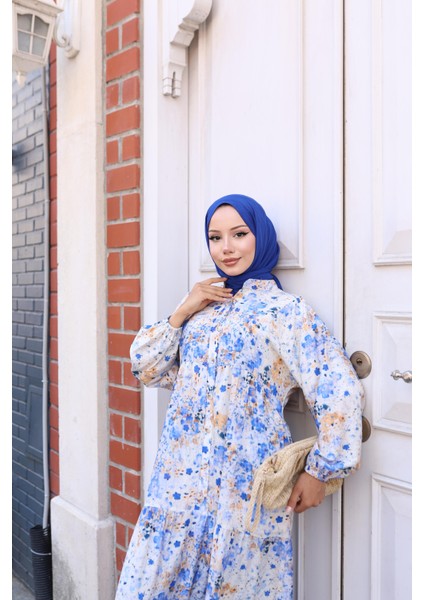 Kadın Rahat Kalıp Düğmeli Desenli Modal Elbise fırsatları