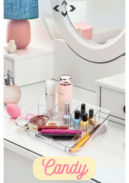 Beyaz Kristal Masaüstü Makyaj ve Takı Organizeri Kalemlik