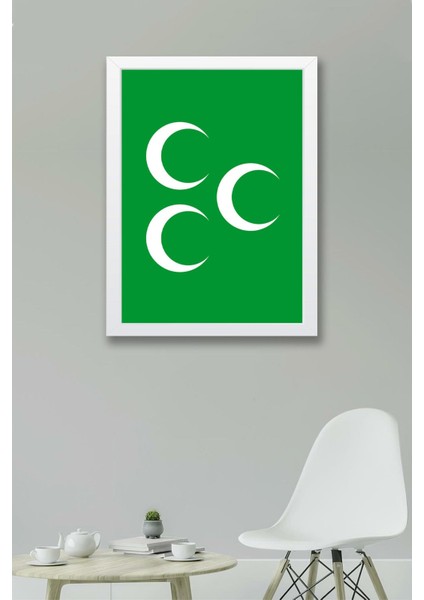 Yeşil Üç Hilal Osmanlı Sancağı Çerçeveli Tablo fiyatları