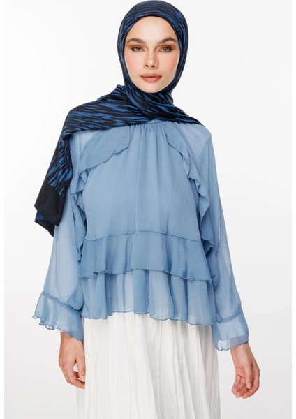 Selis Desen Çift Taraflı Şal Siyah-Indigo fiyatları