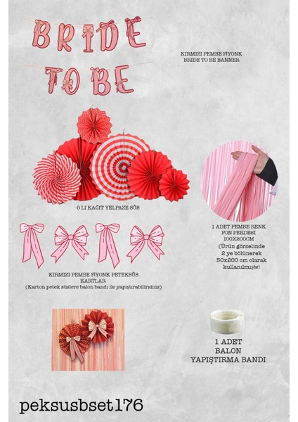 Bride Parti Duvar Süsleme Seti Bride To Be Banner Fiyonk Konsept Pembe Perdeli Parti Seti fiyatları