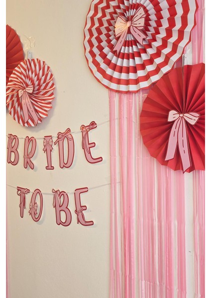 Bride Parti Duvar Süsleme Seti Bride To Be Banner Fiyonk Konsept Pembe Perdeli Parti Seti fırsatları