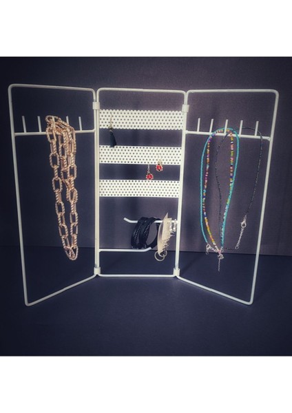 Beyaz Katlamalı Takı Düzenleyici, Şık ve Pratik Saklama Çözümü indirimleri