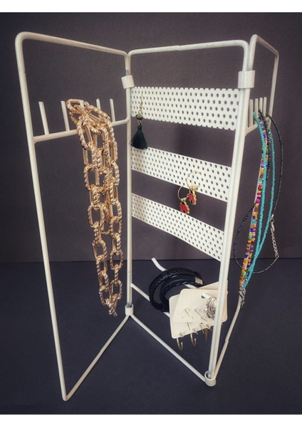 Beyaz Katlamalı Takı Düzenleyici, Şık ve Pratik Saklama Çözümü