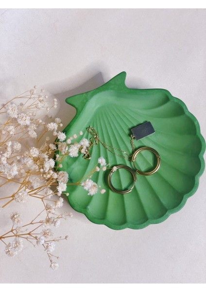 Yeşil Deniz Kabuğu Dekoratif Altlık, Takı ve Sehpa Düzenleyici