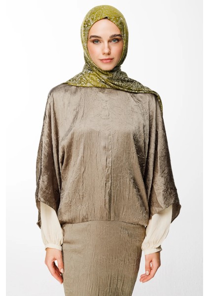 Velora Desen Çift Taraflı Şal Yağ Yeşili-Ekru indirimleri