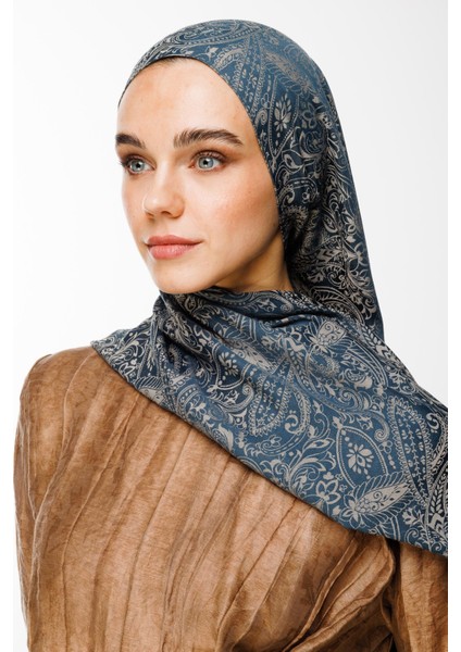 Velora Desen Çift Taraflı Şal Petrol Mavisi-Bej fiyatları