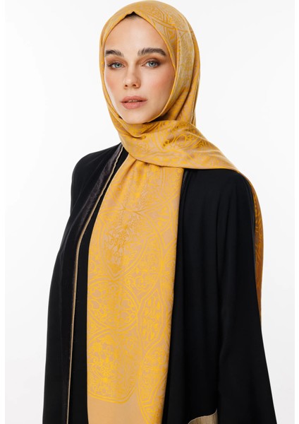 Morocco Desen Çift Taraflı Şal Vizon-Hardal