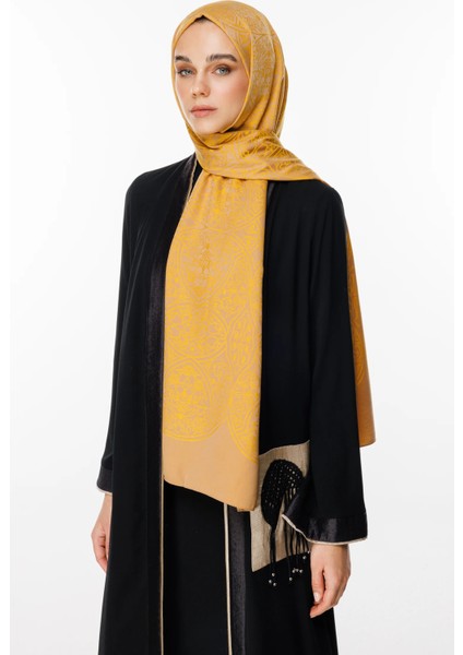 Morocco Desen Çift Taraflı Şal Vizon-Hardal modelleri