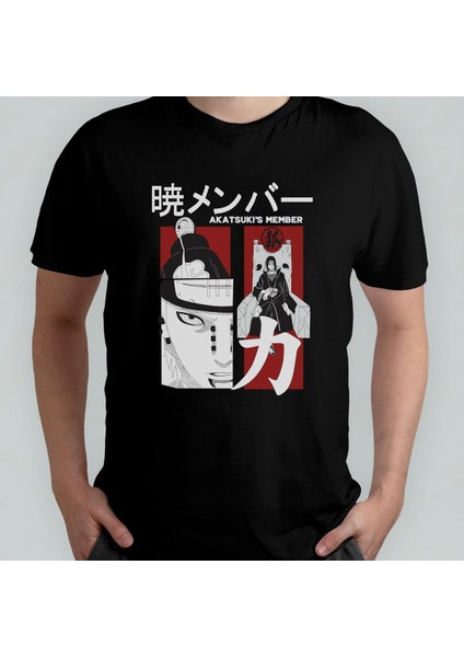 Naruto - Itachi Uchiha %100 Pamuklu Bisiklet Yaka T-Shirt Model - 3