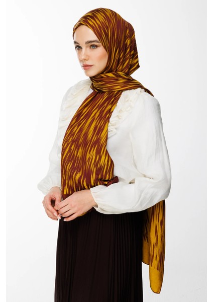 Selis Desen Çift Taraflı Şal Mürdüm-Sarı modelleri