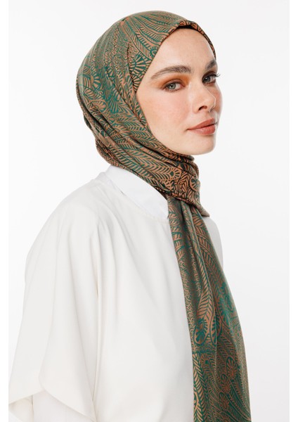 Mayra Desen Çift Taraflı Şal Zümrüt-Kayısı modelleri