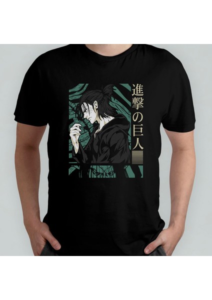 Attack On Titan Eren Jaeger_ %100 Pamuklu Bisiklet Yaka T-Shirt Model 16
