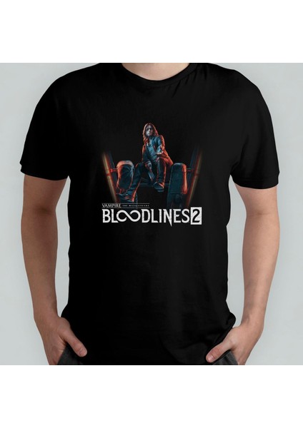 Vampire The Masquerade Bloodlines %100 Pamuklu Bisiklet Yaka T-Shirt Model 2
