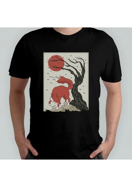 Japonya - Japon Kültürü Pamuklu Bisiklet Yaka T-Shirt Model - 1