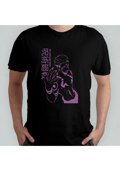 Jujutsu Kaisen Itadori Vs Sakuna %100 Pamuklu Bisiklet Yaka T-Shirt Model - 2