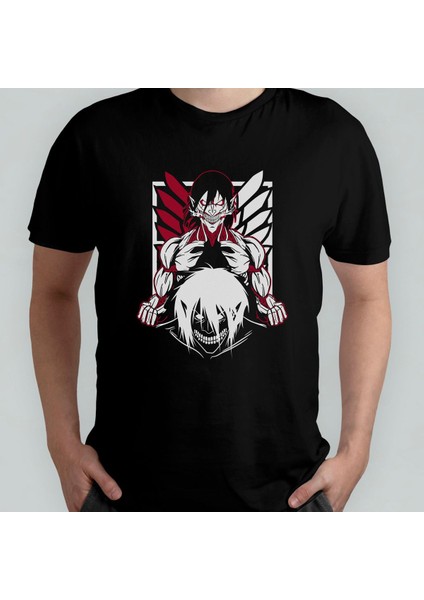 Attack On Titan EREN%100 Pamuklu Bisiklet Yaka T-Shirt Model - 2