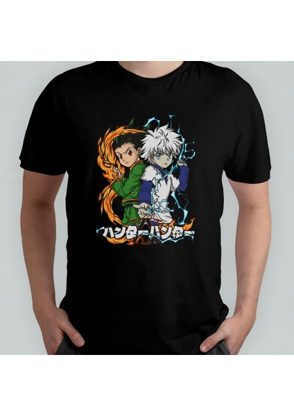 Hunter x Hunter Killua Gon %100 Pamuklu Bisiklet Yaka T-Shirt Model - 1