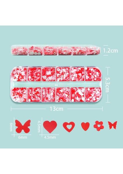 Kırmızı Tırnak Süsleme Folyo Pulları Karışık Dizayn Kelebek Kalp Çiçek Nail Art fırsatları