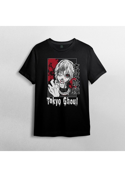 Tokyo Ghoul %100 Pamuklu Bisiklet Yaka T-Shirt Model 1 fiyatları