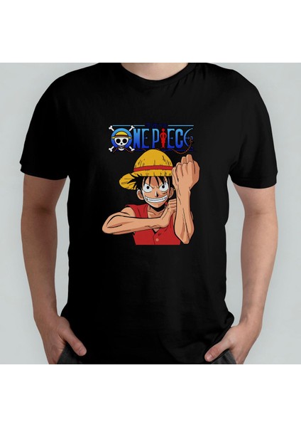 One Piece %100 Pamuklu Bisiklet Yaka T-Shirt Model - 5