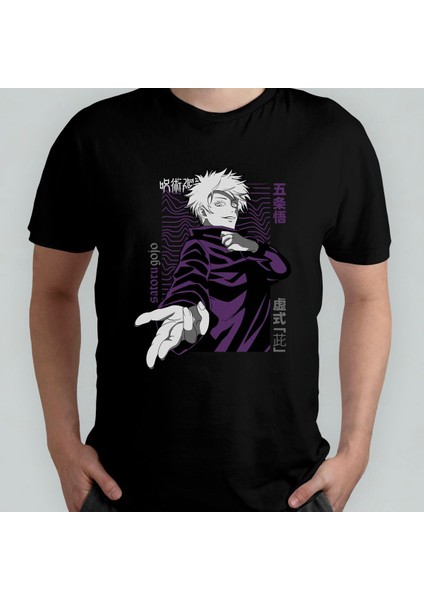 Jujutsu Kaisen Satoru Gojo %100 Pamuklu Bisiklet Yaka T-Shirt Model - 2