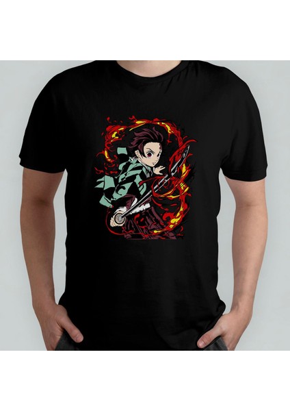 Demon Slayer Kimetsu No Yaiba %100 Pamuklu Bisiklet Yaka T-Shirt Model - 2