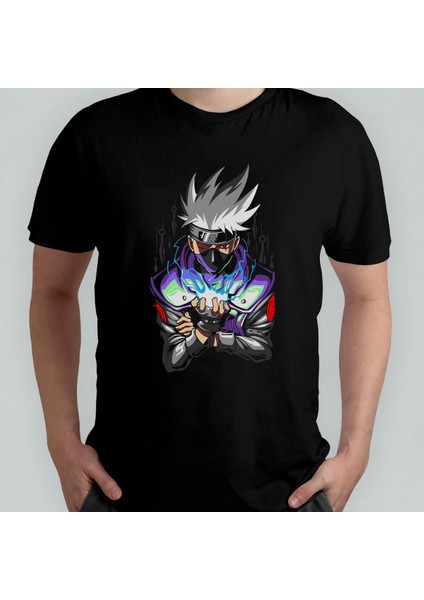Naruto Kakashi Hatake %100 Pamuklu Bisiklet Yaka T-Shirt Model - 3