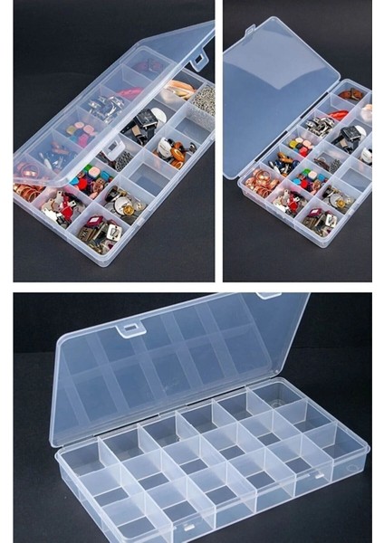 Şeffaf 18 Bölmeli Takı Kutusu, Zarif ve Pratik Saklama Çözümü