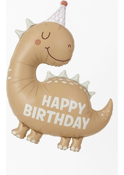Retro Sevimli Dinazor Happy Birthday Yazılı Folyo Balon fiyatları