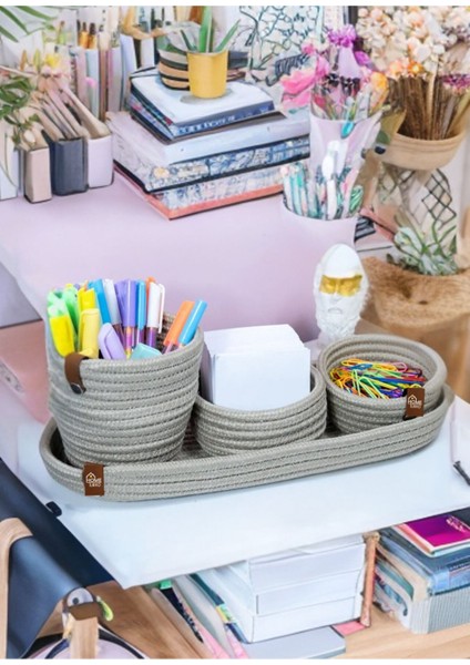 Şık 4'lü Makyaj ve Takı Düzenleyici Set, Estetik Hasır Tasarım, Ofis ve Seyahat Uyumlu modelleri