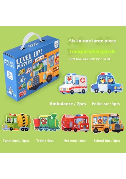 Çocuk 6'sı 1 Arada Büyük Parça Taşınabilir Hediye Kutusu Puzzle Aydınlanma Eğitici Oyuncaklar (Yurt Dışından)