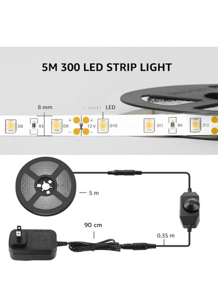 5 Metre Dimmer Anahtarlı Gün Işığı Şerit LED Seti SB-6513