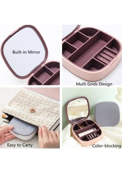 Beyaz Mini Taşınabilir Takı ve Ruj Kutusu, Şık ve Kullanışlı Tasarım