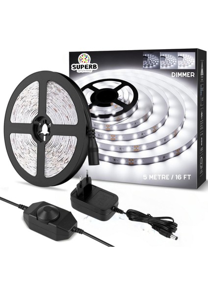 5 Metre Dimmer Anahtarlı Beyaz Işık Şerit LED Seti SB-6513