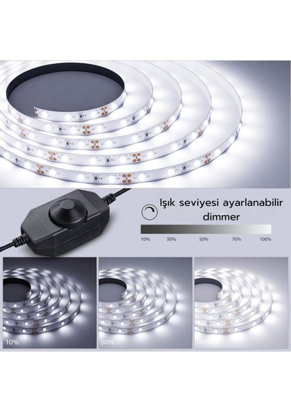 5 Metre Dimmer Anahtarlı Beyaz Işık Şerit LED Seti SB-6513 fiyatları