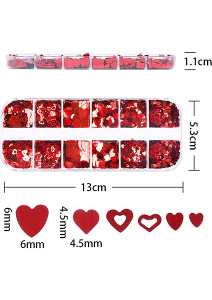 Kırmızı Tırnak Süsleme Folyo Pulları Kalp Dizayn Nail Art fırsatları