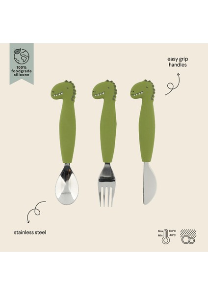 Silikon Çatal Kaşık ve Bıçak Seti Mr.dino modelleri