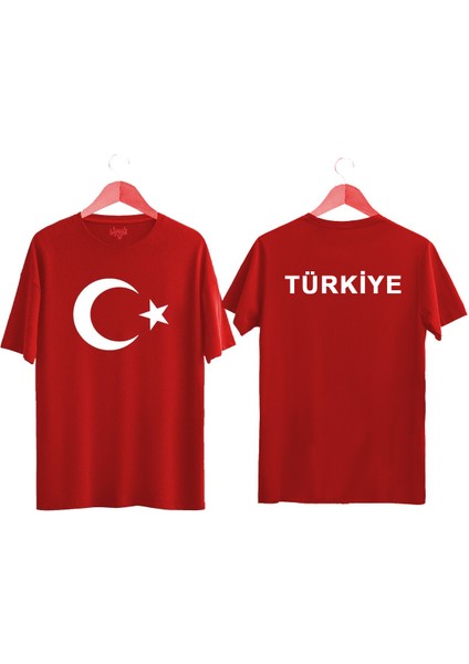 Türk Bayrağı Baskılı Türkiye Yazılı Tişört Ayyıldızlı T-Shirt