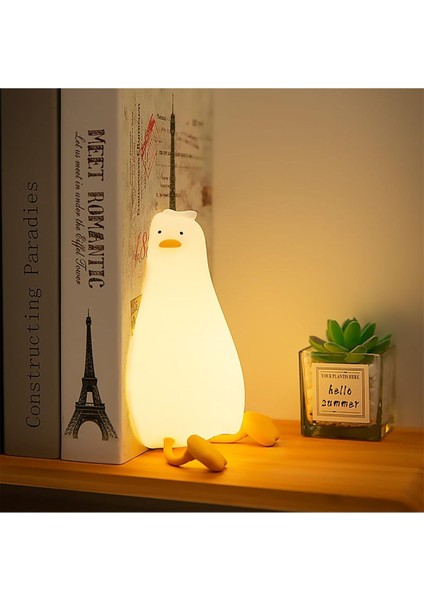 Sevimli Yatan Ördek Tasarımlı Gece Lambası, 3 Kademe Sıcak Işık, Göz Koruma, LED fiyatları
