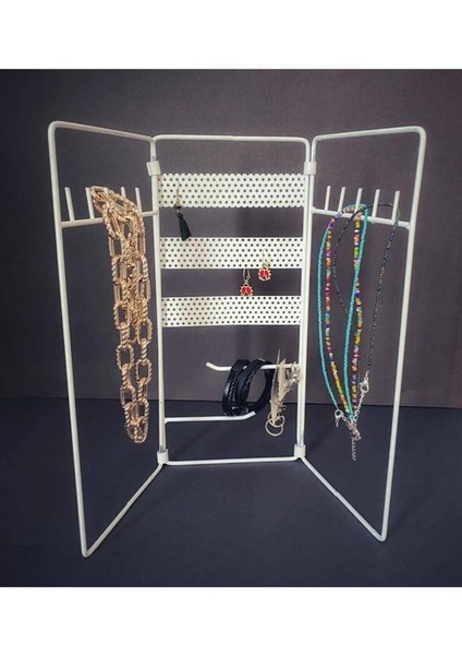 Şık Beyaz Katlamalı Takı Düzeni, Zarif ve Pratik Takı Saklama Çözümü