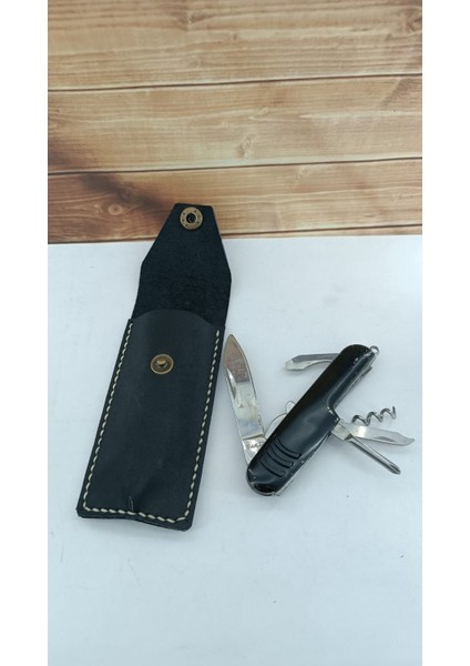 Hakiki Deri Isviçre Çakısı Kılıfı Siyah