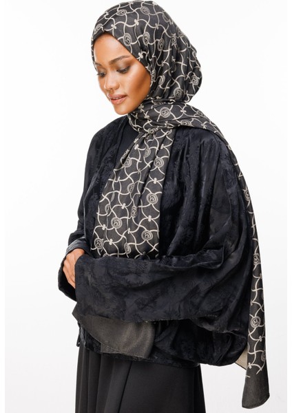Marrakech Desen Çift Taraflı Şal Siyah-Bej modelleri