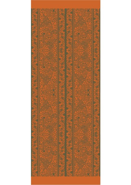 Lavin Desen Çift Taraflı Şal Tarçın-Zümrüt