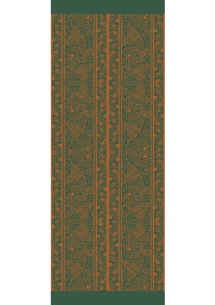 Lavin Desen Çift Taraflı Şal Tarçın-Zümrüt