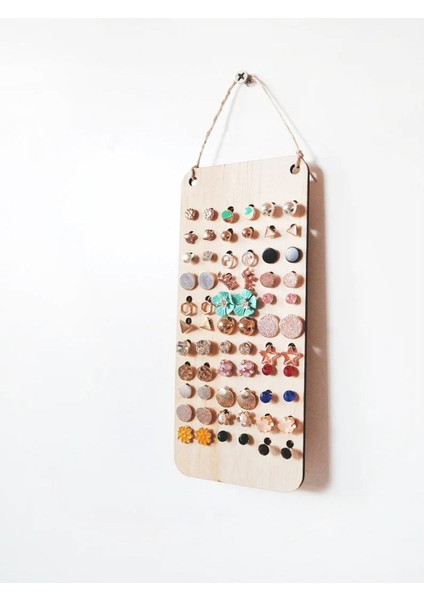 Ahşap Mini Küpe Organizer, Takı Düzenleyici ve Sunum Standı, Bej Renk modelleri