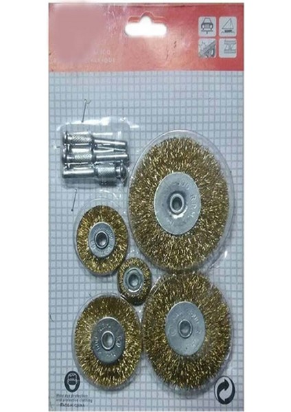 Pimli Tel Fırça Seti 5 Parça 75MM 65MM 50MM 40MM 25MM Geçmeli Pim