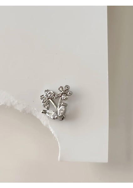 Kelebek Çiçek Model Kıkırdak Piercing Tragus Helix Gümüş Renk Küpe fiyatları